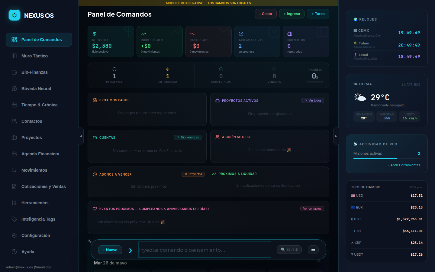 Panel de Comandos